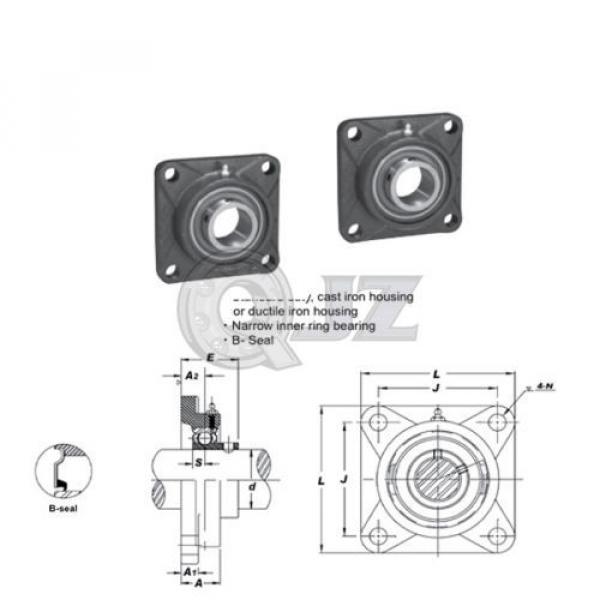 2x 1.5 in Square Flange Units Cast Iron SBF208-24 Mounted Bearing SB208-24G+F208 #2 image